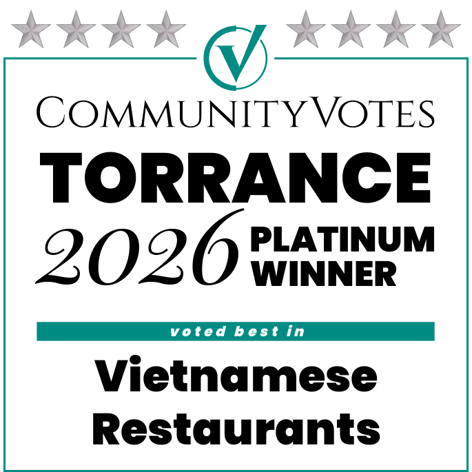 CommunityVotes Torrance 2026 Platinum Winner badge — voted best in Vietnamese Restaurants